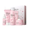 5-piece Gift Box Cherry Blossom Sakura Skin Care Set Collagen Eye Cream Serum Facial Cleanser Toner Facial Cream Beauty Makeup