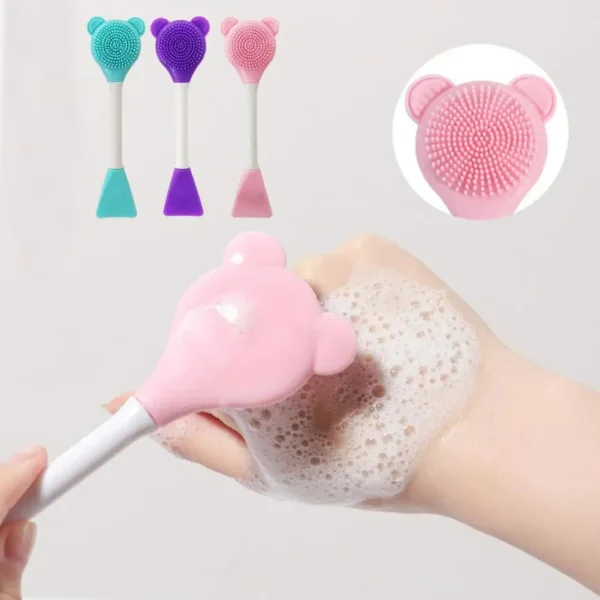 Bear Silicone Double Head Face Mask Brush Facial Exfoliate Blackhead Removal Cleanser Brush Mud Film Facial Brush Skin Care Tool
