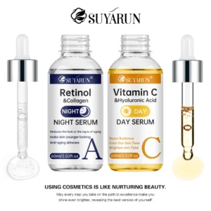 SUYARUN Day Vitamin C Night Retinol Serum - Brightening & Anti-Aging | 2-in-1 Formula for Skin Repair | All Skin Types.