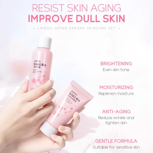 5-piece Gift Box Cherry Blossom Sakura Skin Care Set Collagen Eye Cream Serum Facial Cleanser Toner Facial Cream Beauty Makeup