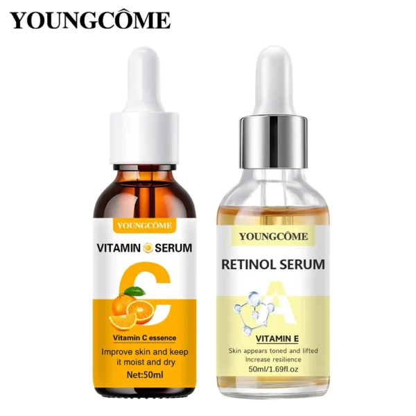 2pcs Vitamin C and retinol fortified serum rich in VC,keep skin hydrated and smooth,smooth fine lines and wrinkles,delicate skin